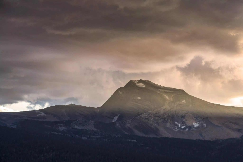 hevans peak sunset on cloudy day sunset in glacier national park