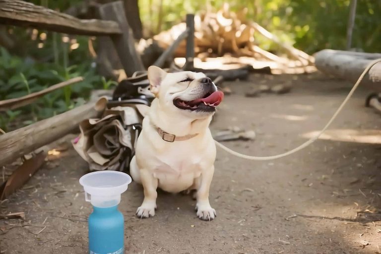 dog siting near a campsite in glacier national park