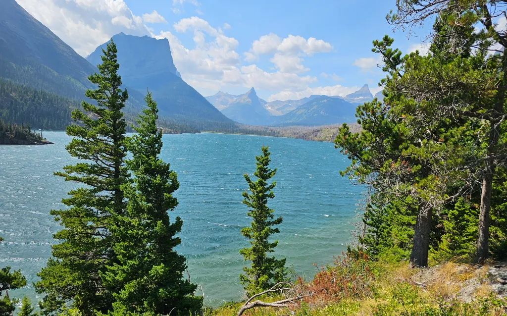 St Mary Lake in Glacier national park in summer