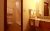 Guest bathroom in a lodge-style room at a Yellowstone National Park lodging property.