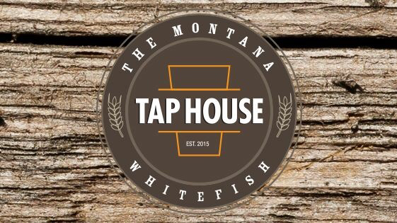 Glacier National Park restaurant logo on weathered wooden planks in Montana.