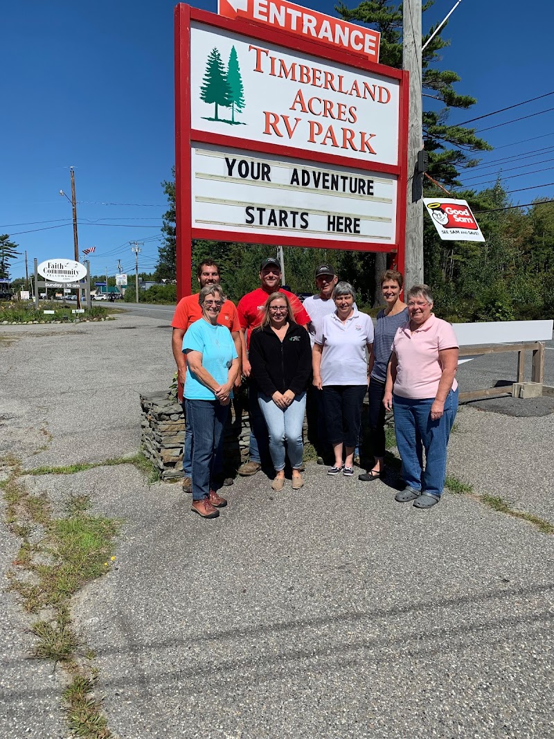 Group photo at the campground entrance sign near Acadia National Park, Maine.