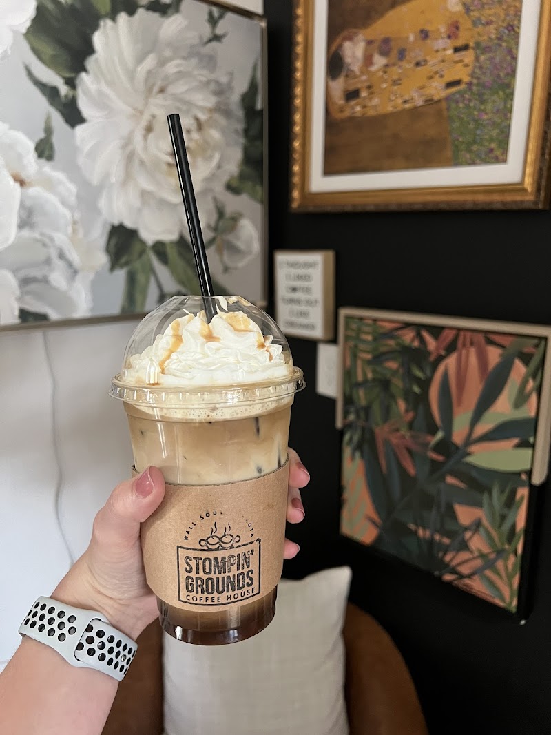 Wide-angle interior shot showing the counter, shelves, and decor