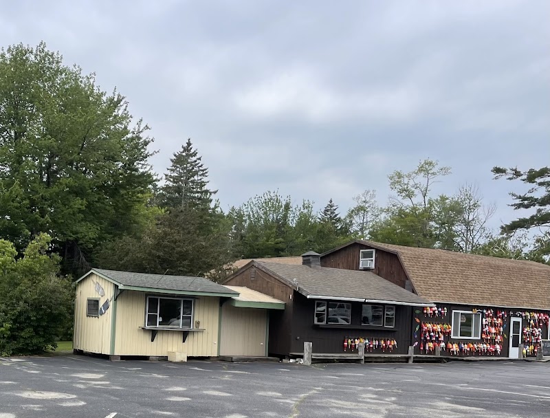 Trenton storefronts along Main Street in Acadia National Park, showing small shops near the park entrance.