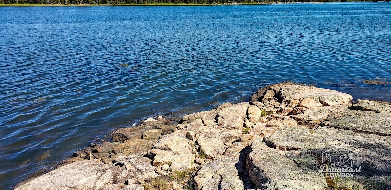 Steuben coastline along Acadia National Park showcases rugged granite rocks meeting blue Atlantic waters.