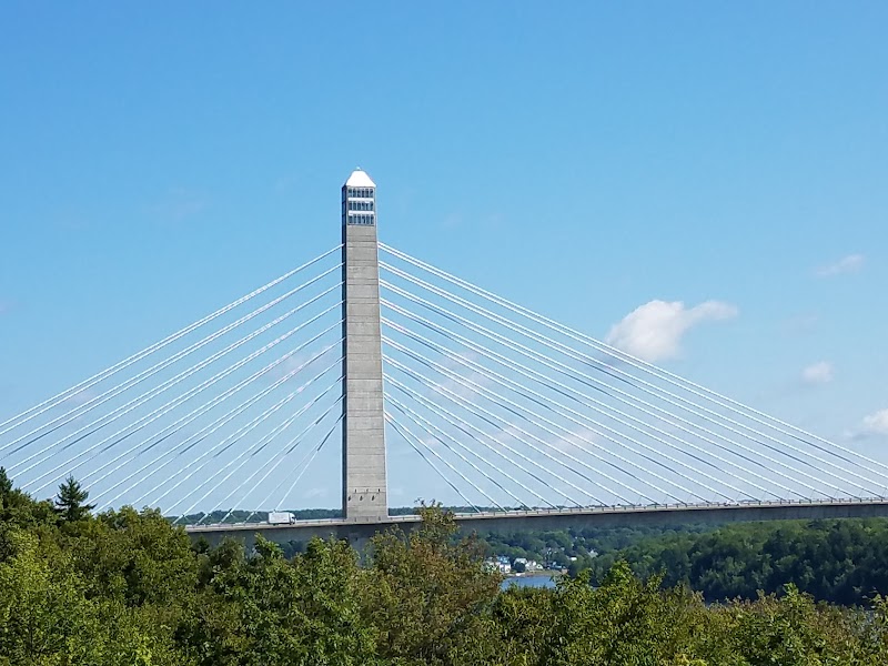 Cable-stayed Penobscot Narrows Bridge spanning the Penobscot River near Prospect in Acadia National Park.