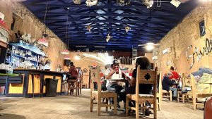 Interior dining area inside Starlight Theatre-style restaurant in Big Bend National Park.