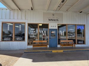 Mowgli's Cafe storefront at Capitol Reef National Park, a casual coffee shop along the park's main road.