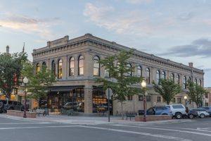 Historic brick hotel exterior along a downtown street near Black Canyon of the Gunnison National Park.