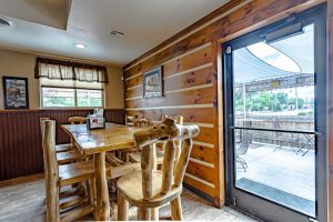 Cozy log-style dining area inside a park restaurant in Black Canyon of the Gunnison National Park.