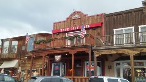 Rustic wooden restaurant facade on a Western-style street near Black Canyon of the Gunnison National Park.