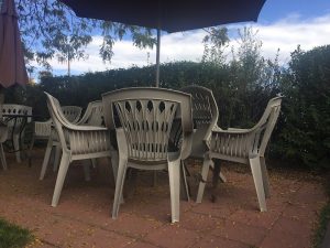 Outdoor cafe patio seating at a park café near Black Canyon of the Gunnison National Park.