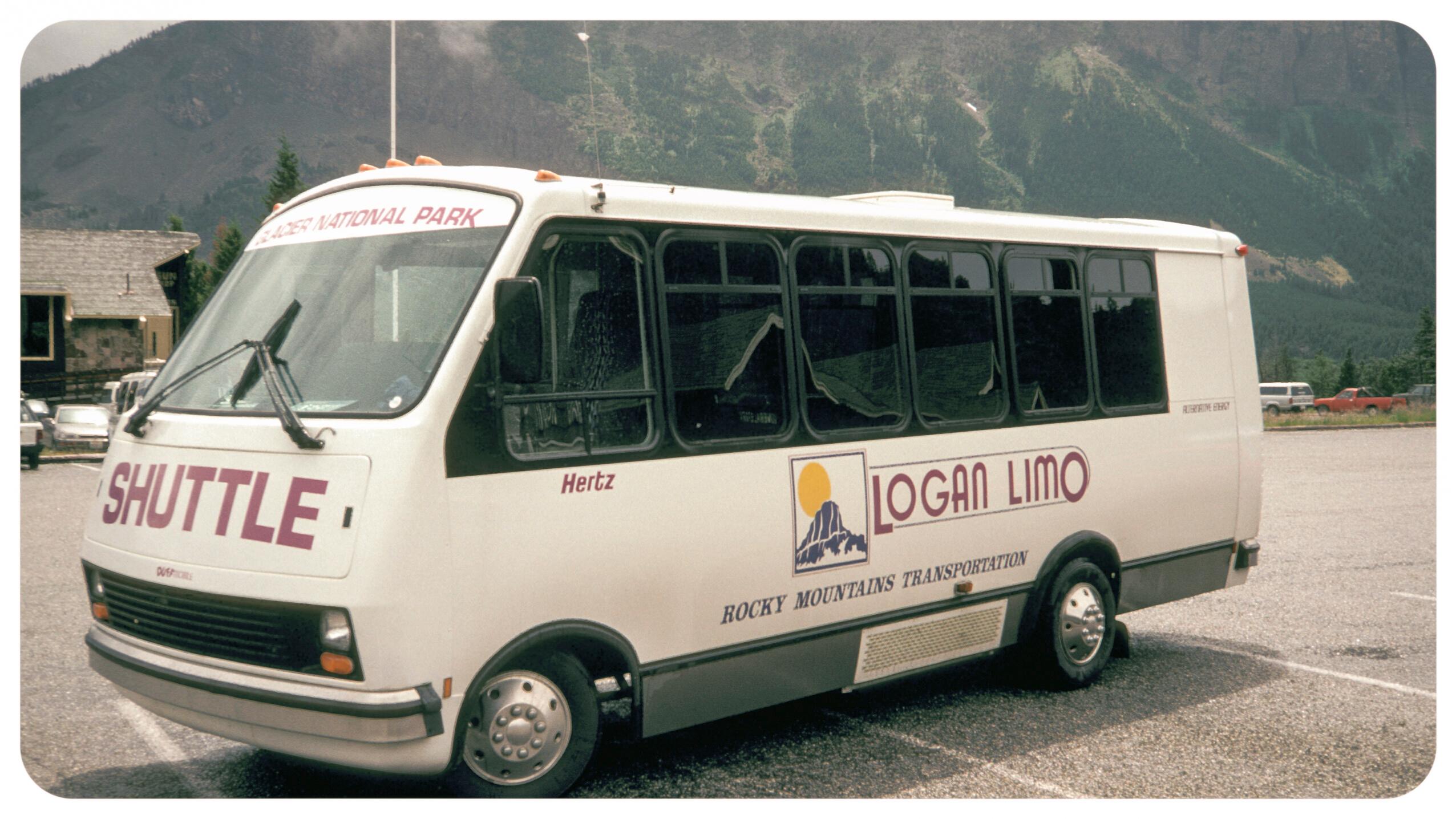 Shuttle bus at Logan Pass, Glacier National Park