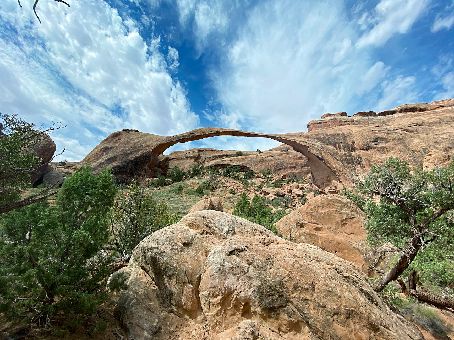 Beautiful capture of Landscape Arch in Arches National Park, showcasing natural rock formations.