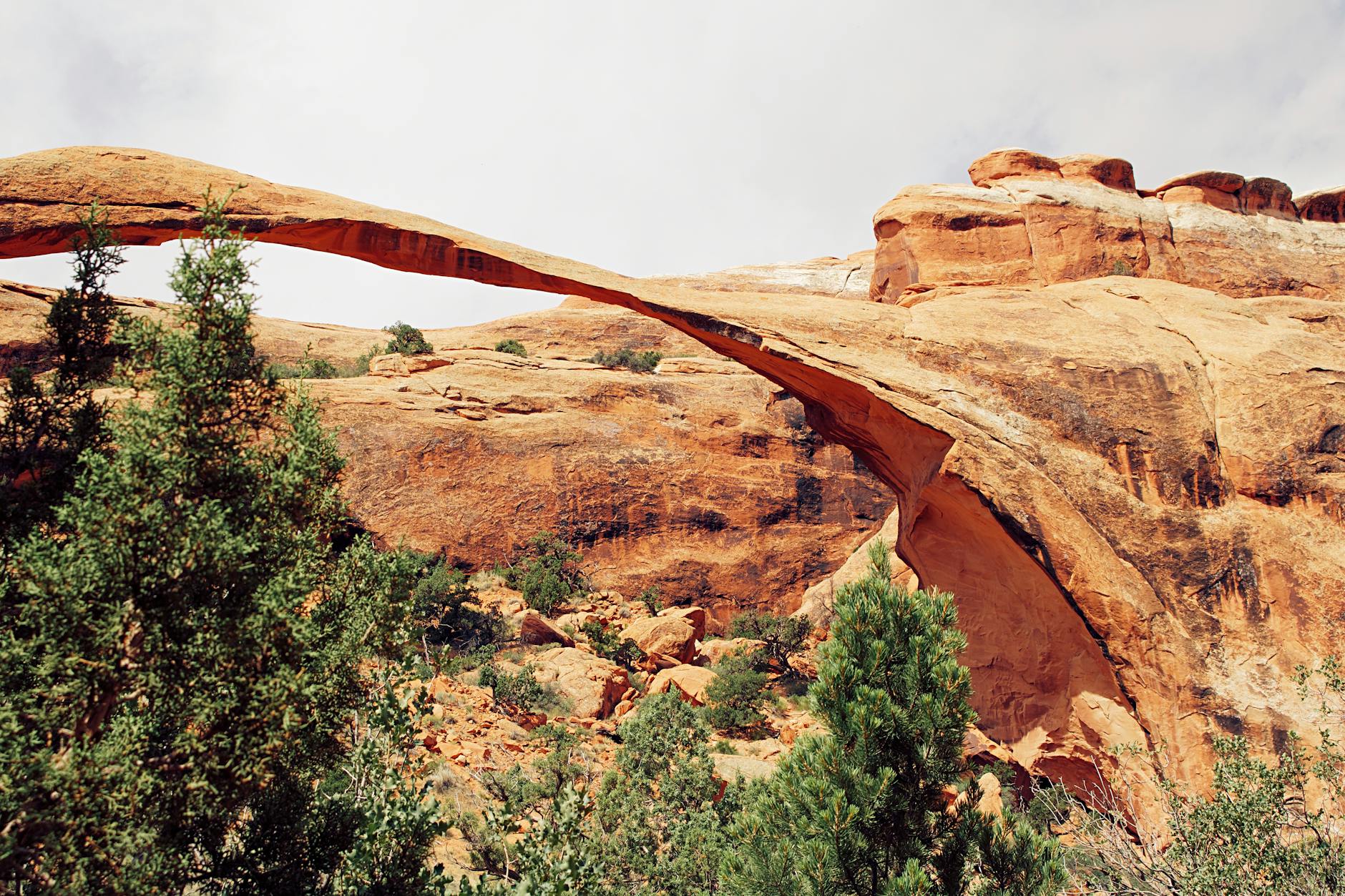Stunning view of Landscape Arch in Arches National Park, Utah.