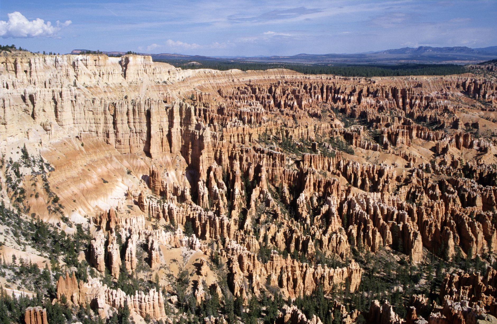Breathtaking aerial view of the unique hoodoos in Bryce Canyon, Utah, USA.