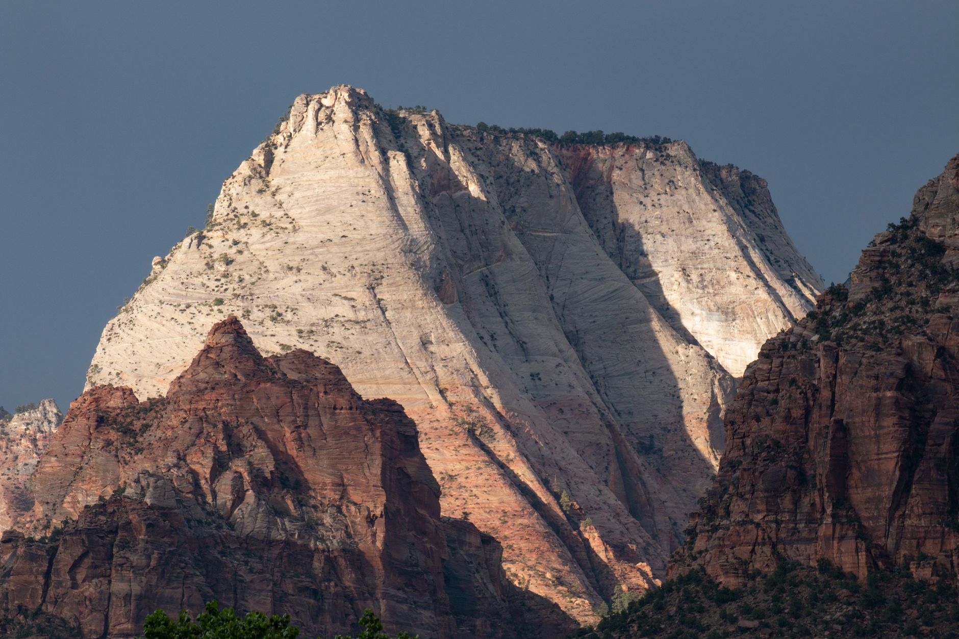 Capture the stunning Great White Throne under a vibrant sky in Zion National Park.