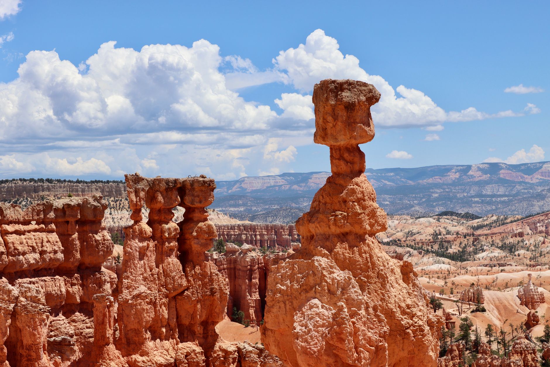 Explore the iconic hoodoo rock formations under a bright blue sky at Bryce Canyon National Park.