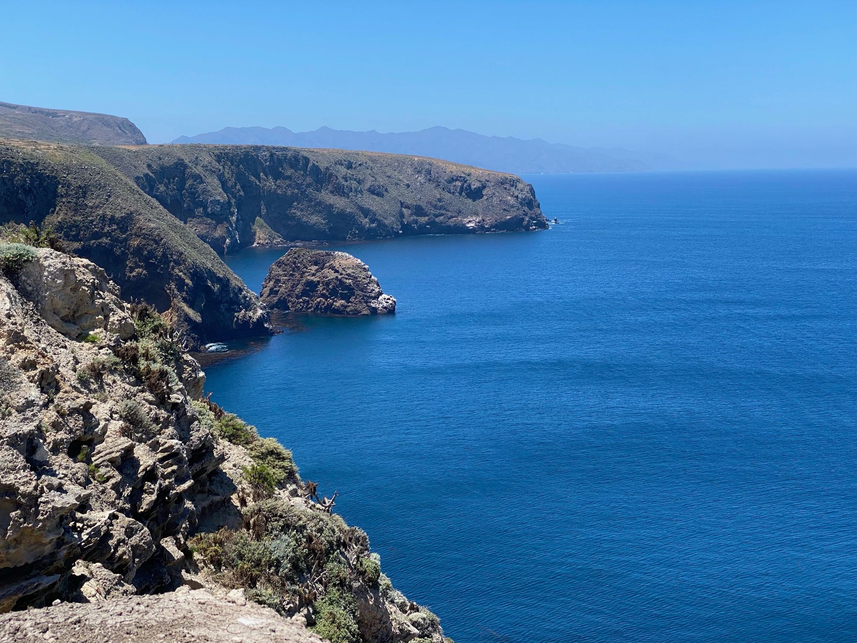Beautiful coastal landscape of Channel Islands National Park in California, showcasing rugged cliffs and blue ocean waters.