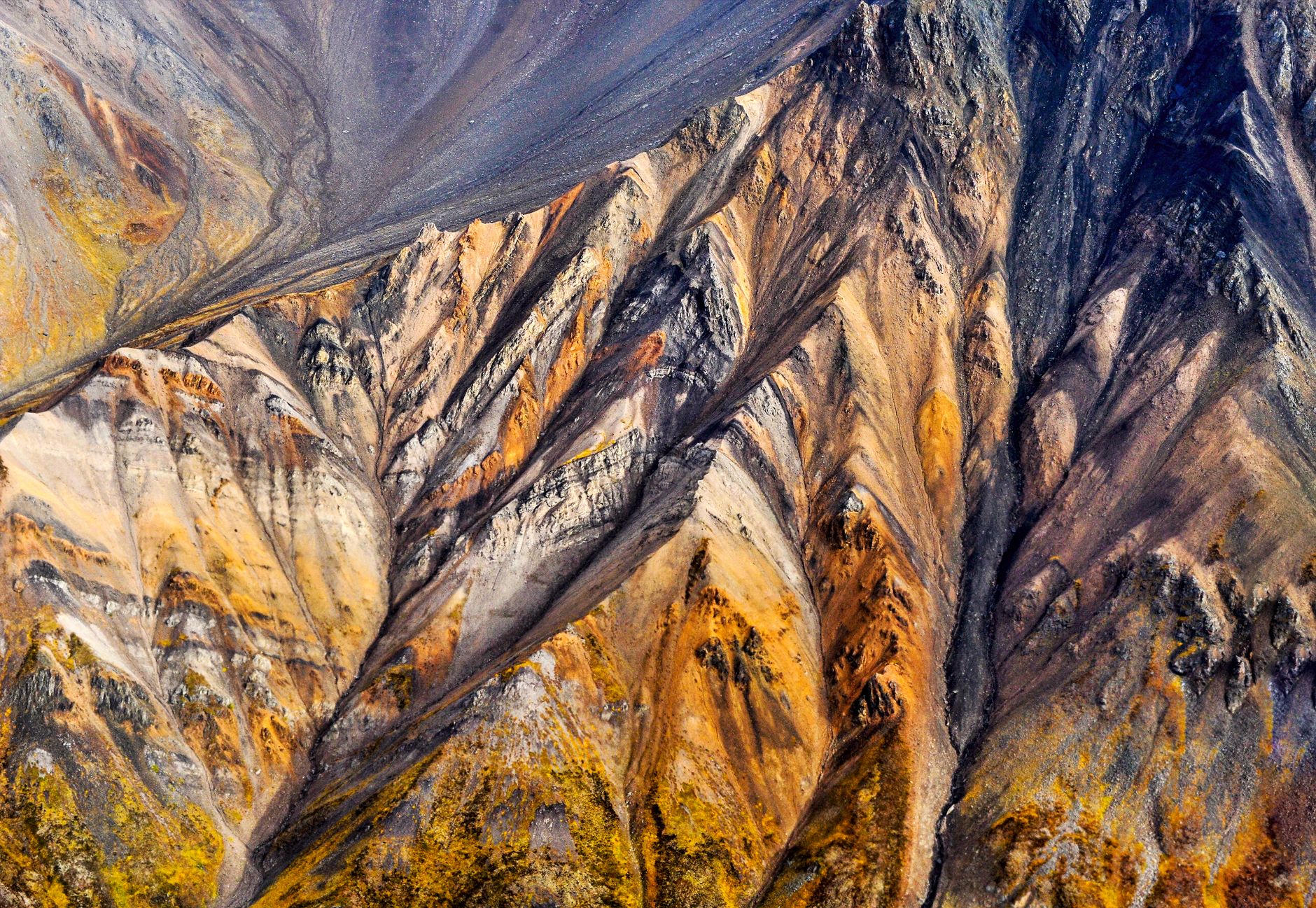 Vibrant aerial photograph of rocky formations in Alaska, showcasing stunning geology.