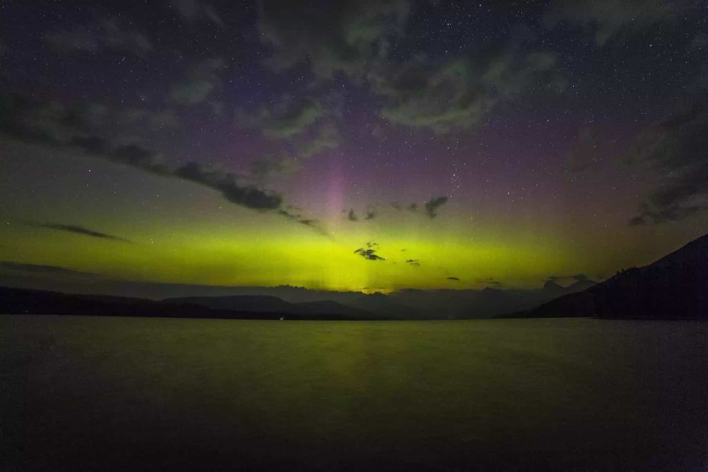watch the Northern Lights Lake McDonald