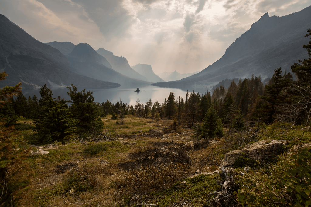 South End Saint Mary Lake near rising sun checkpoint Glacier national park lakes
